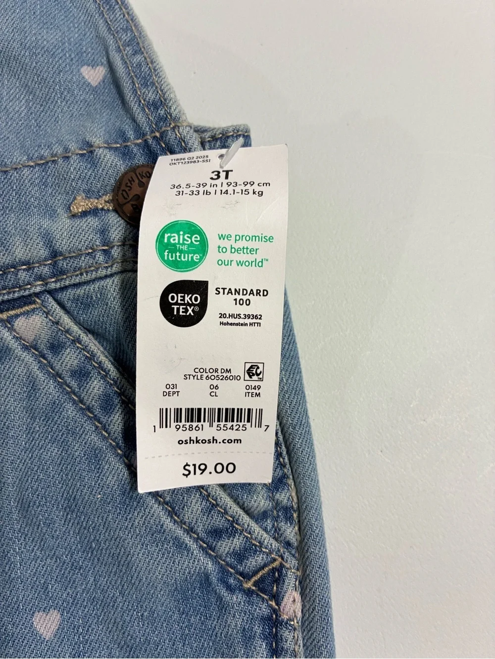 OshKosh B'gosh Denim Overalls with White Heart Print